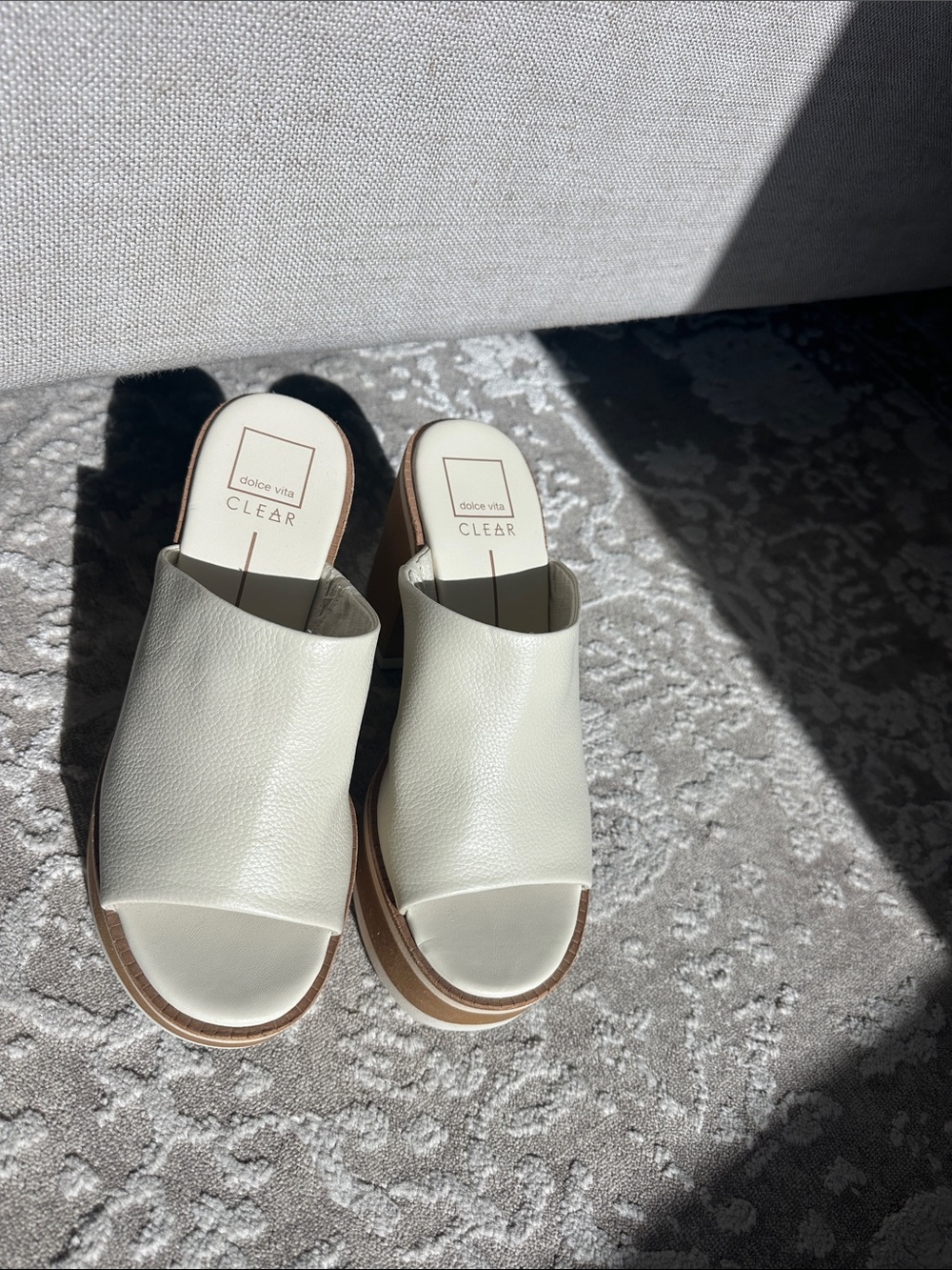 Dolce Vita cream leather slide mules